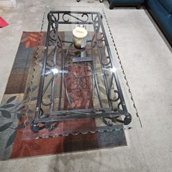 1 Glass Coffee Table And 2 End Tables 