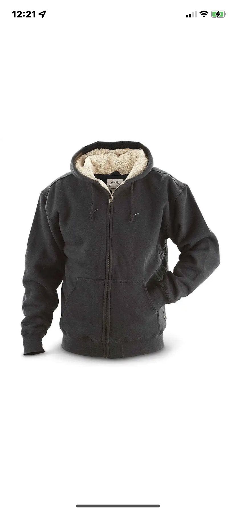 Moose Creek Mens Full Zip Hoodie Black M Long Sleeve Fleece Poly Lining EUC