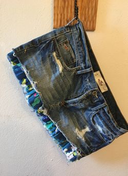 Hollister short jean skirt with floral petticoat 5