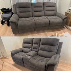 Nappa Gray Reclining Couch/loveseat