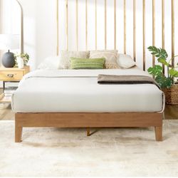 KING size-Mellow Naturalista Grand - 12 Inch Solid Wood Platform Bed with Wooden Slats  (Natural Pine)