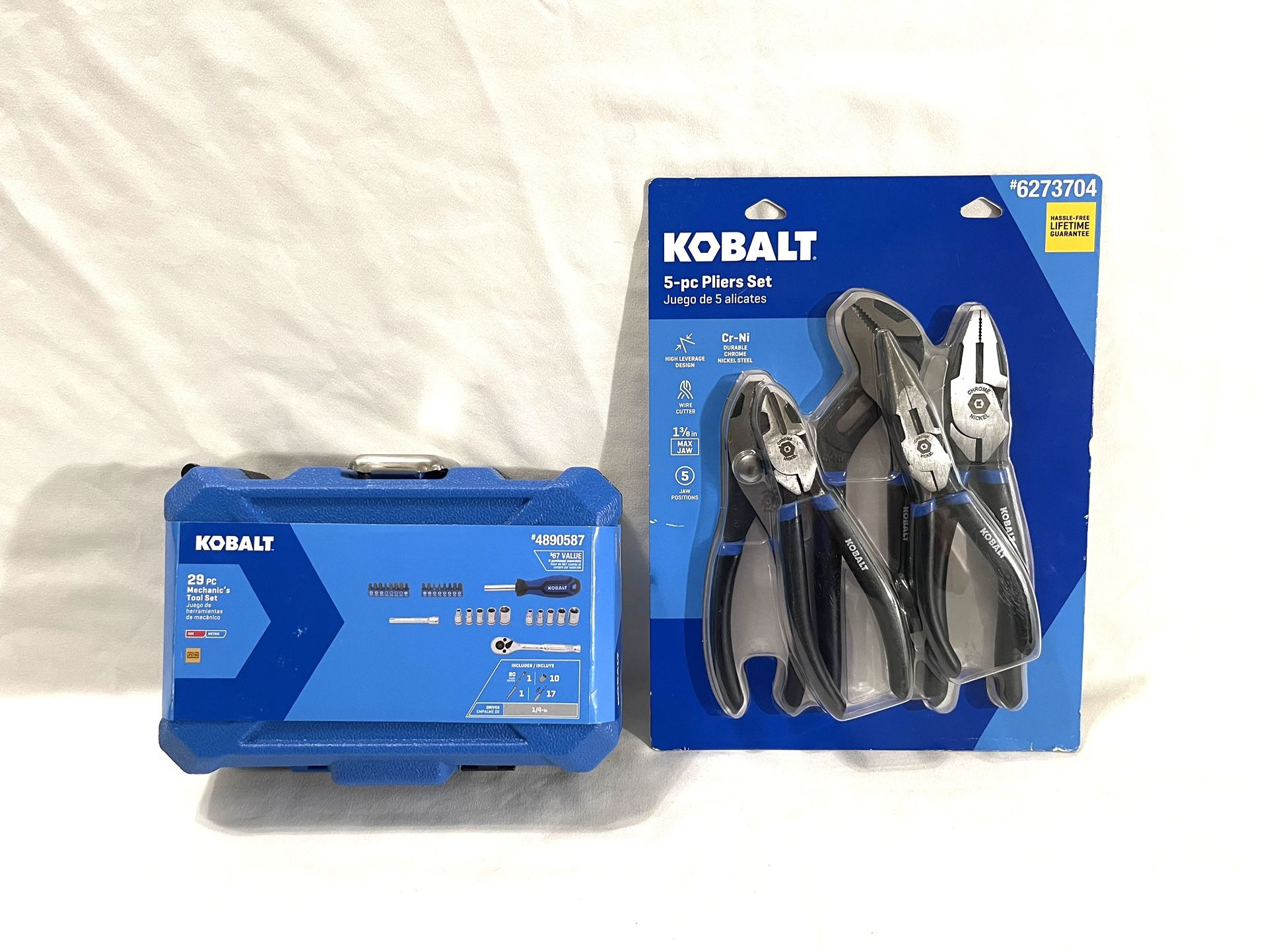 Brand New In The Package KoBalt 29 Piece 1/4” Mechanic Socket Set & KoBalt 5 Piece contractor electrician tool set