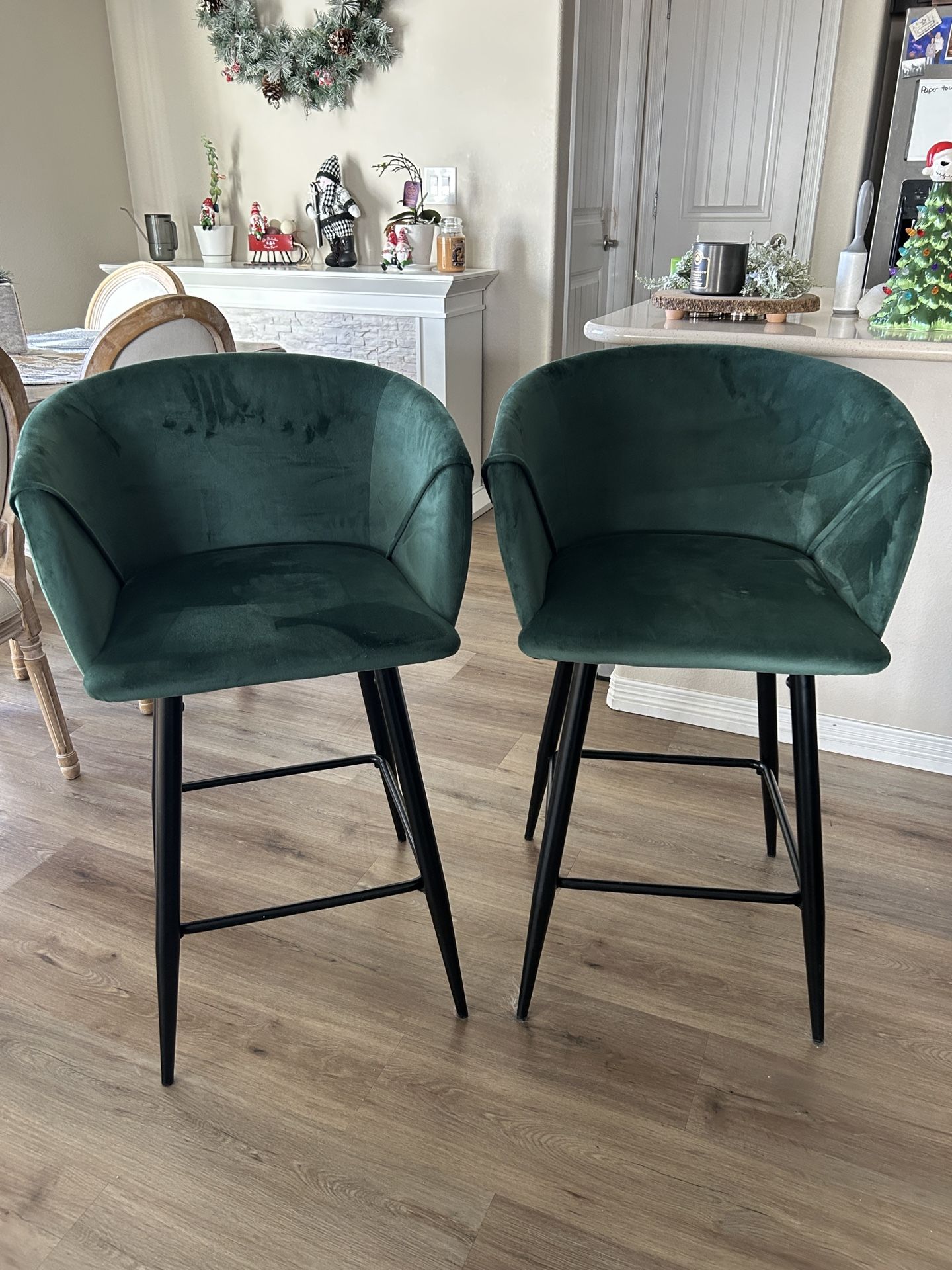 Green Velvet Bar Stool