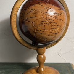 Haitian Hand Carved Wood World Globe 