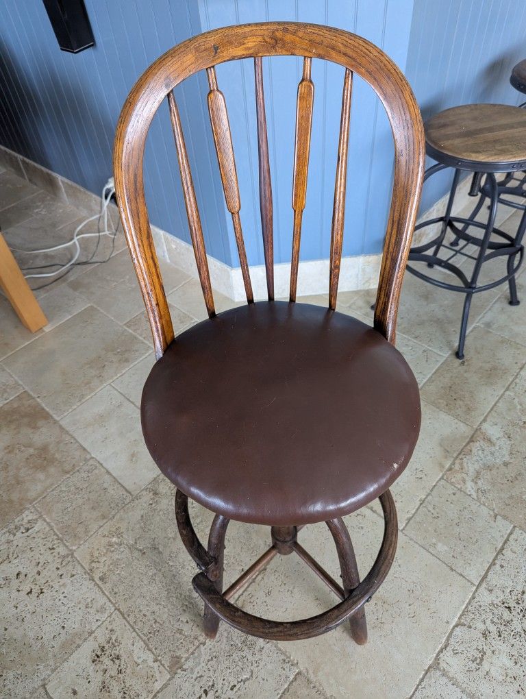 Antique Sturdy Swivel Bar Stool