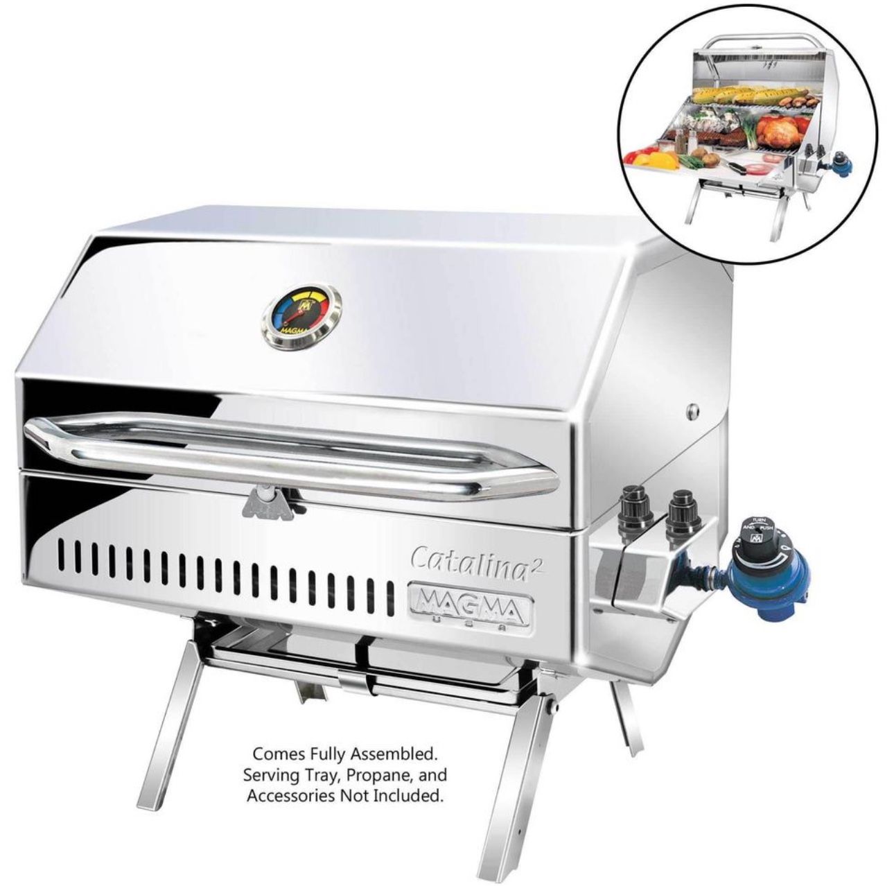USED Magma Catalina 2 Propane Barbeque Gas Grill Boat RV Gourmet Marine ...