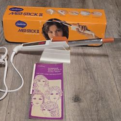 1975 SUNBEAM Mist-Stick II Curler Styler in Box with Care Instructions & Stand Never Used (READ)