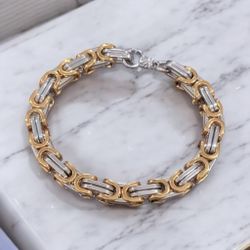 Stainless Steel Byzantine Chain Link Bracelet 