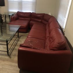 Red Leather Sectional Sofa