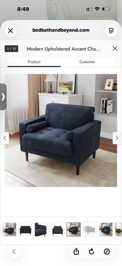 Modern Upholstered Accent Chairs, Corduroy Wide Armchairs For Living Room - Single - Navy Blue