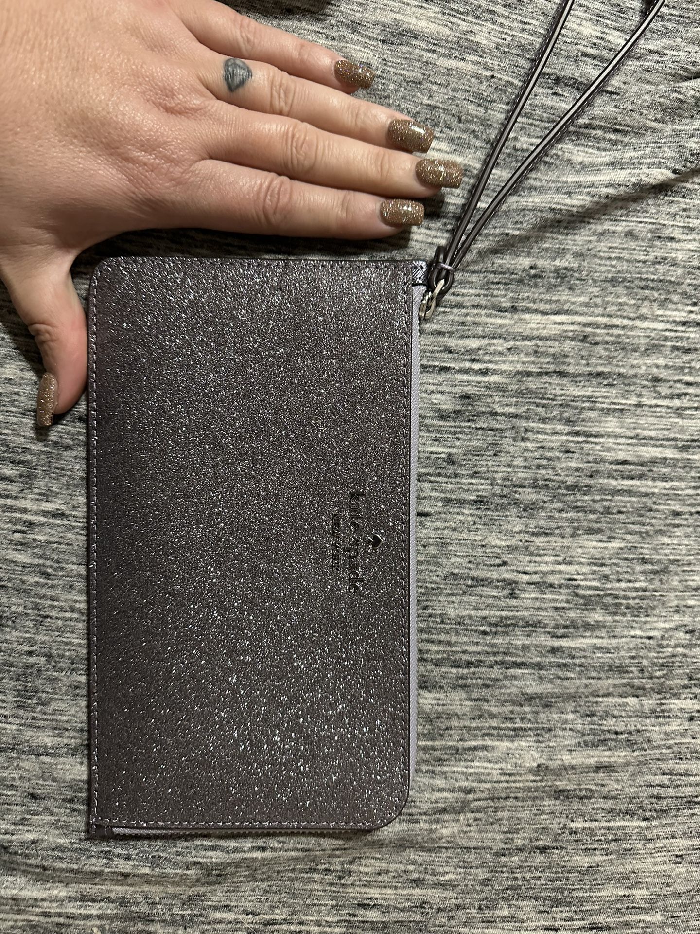 Kate Spade Glitter silver wristlet Never used