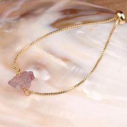 Pink quartz gold tone bracelet 