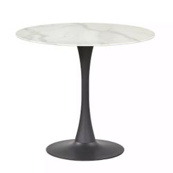 Buylateral Rho Faux Marble Pedestal Round Dining Table White/Black