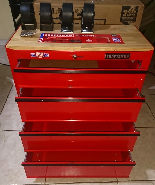Tool box Craftsman 26" WIDE 4DRAWER MOBILE WORKSTATION for Sale in