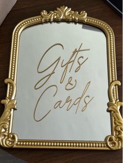 Gold Framed Gifts & Cards Mirror Sign