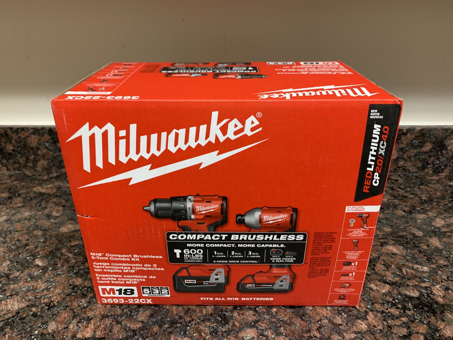 Milwaukee Drill And Impact Combo Set w/4.0 And 2.0ah Batteries