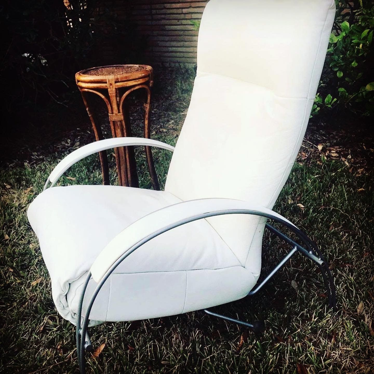 Mid Century Vintage white Leather recliner