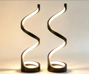 Set of 2 in white or black Modern Spiral LED Table Lamps – Set of 2