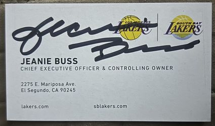 JEANIE BUSS AUTOGRAPHED BUSINESS CARD!!! - RARE!!!