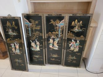Vintage 4-Panel Screen Set