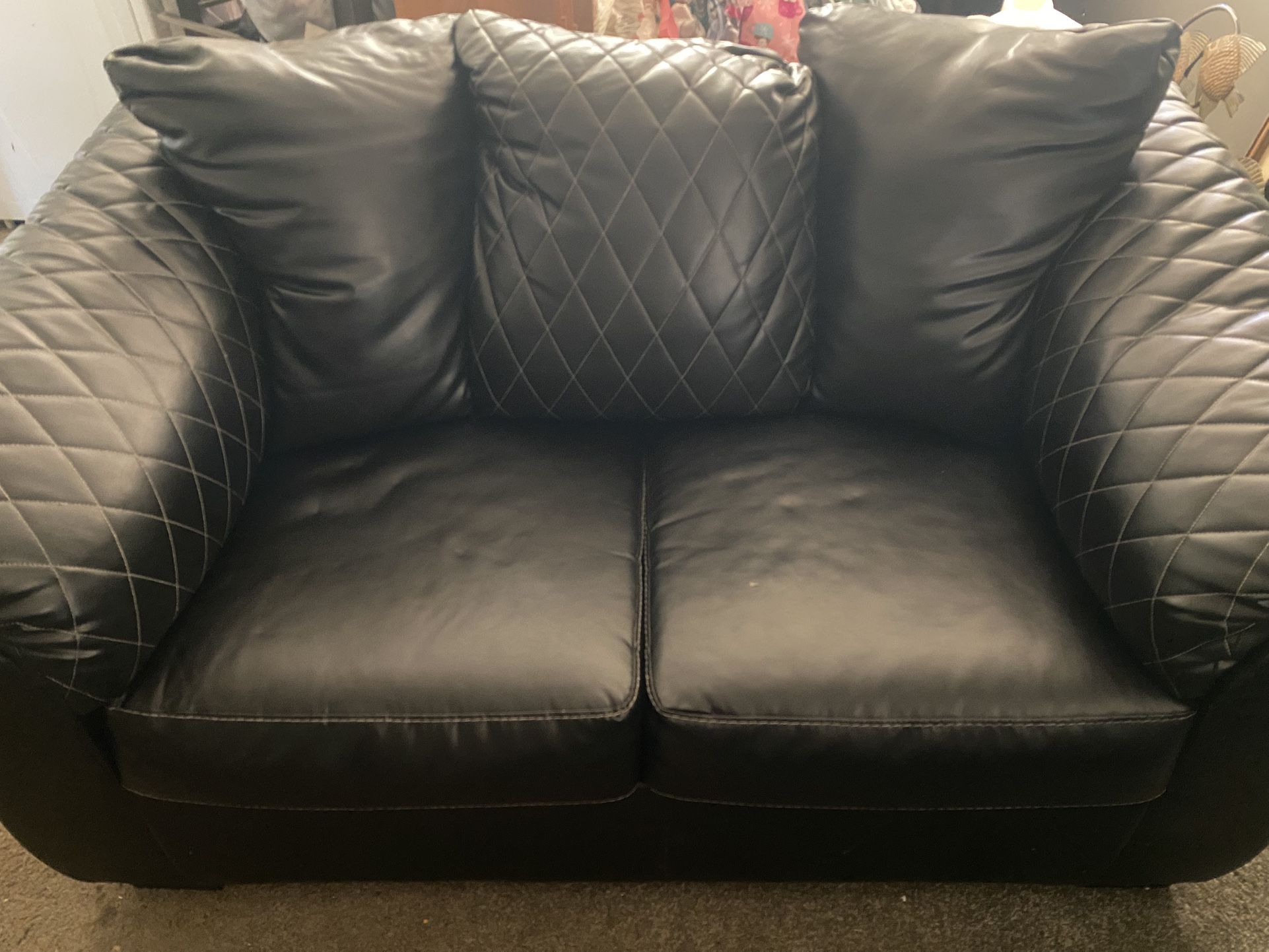 Black Quilted Leather Couch