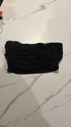 Black Ruched Bandeau Crop Top