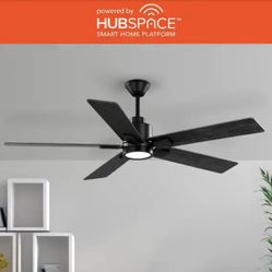 52 in. Indoor/Outdoor Matte Black Ceiling Fan with Light Kit and Remote Included