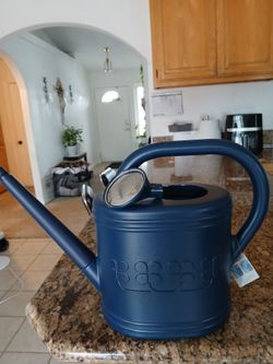 Navy Blue Plastic Watering Can with Rose Head