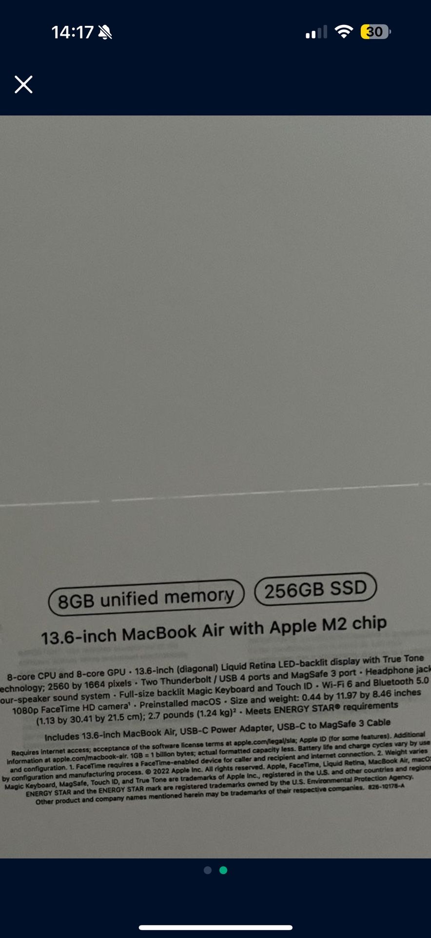Mac Book Air 256GB M2