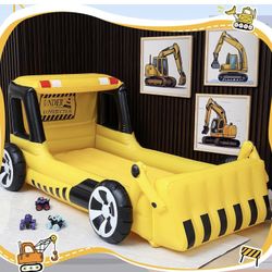Yellow Excavator Toddler Travel Bed 