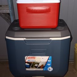 NEW COLEMAN EXTREME 50 QT COOLER AND NEW RUBBERMAID 6 PACK COOLER