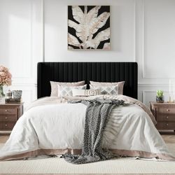 Black Wingback Velvet Bed Frame Queen Size 