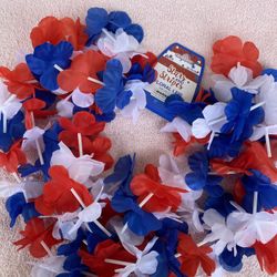 4th Of July Leis Stars And Stripes Red White and Blue