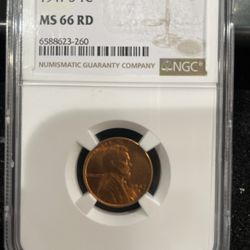 1947 S Gem Uncirculated Lincoln Penny Graded At MS66 Bright Red O-13