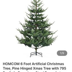 HOMCOM 6 Foot Artificial Christmas Tree, Pine Hinged Xmas Tree with 795 r Branches NEW IN BOX