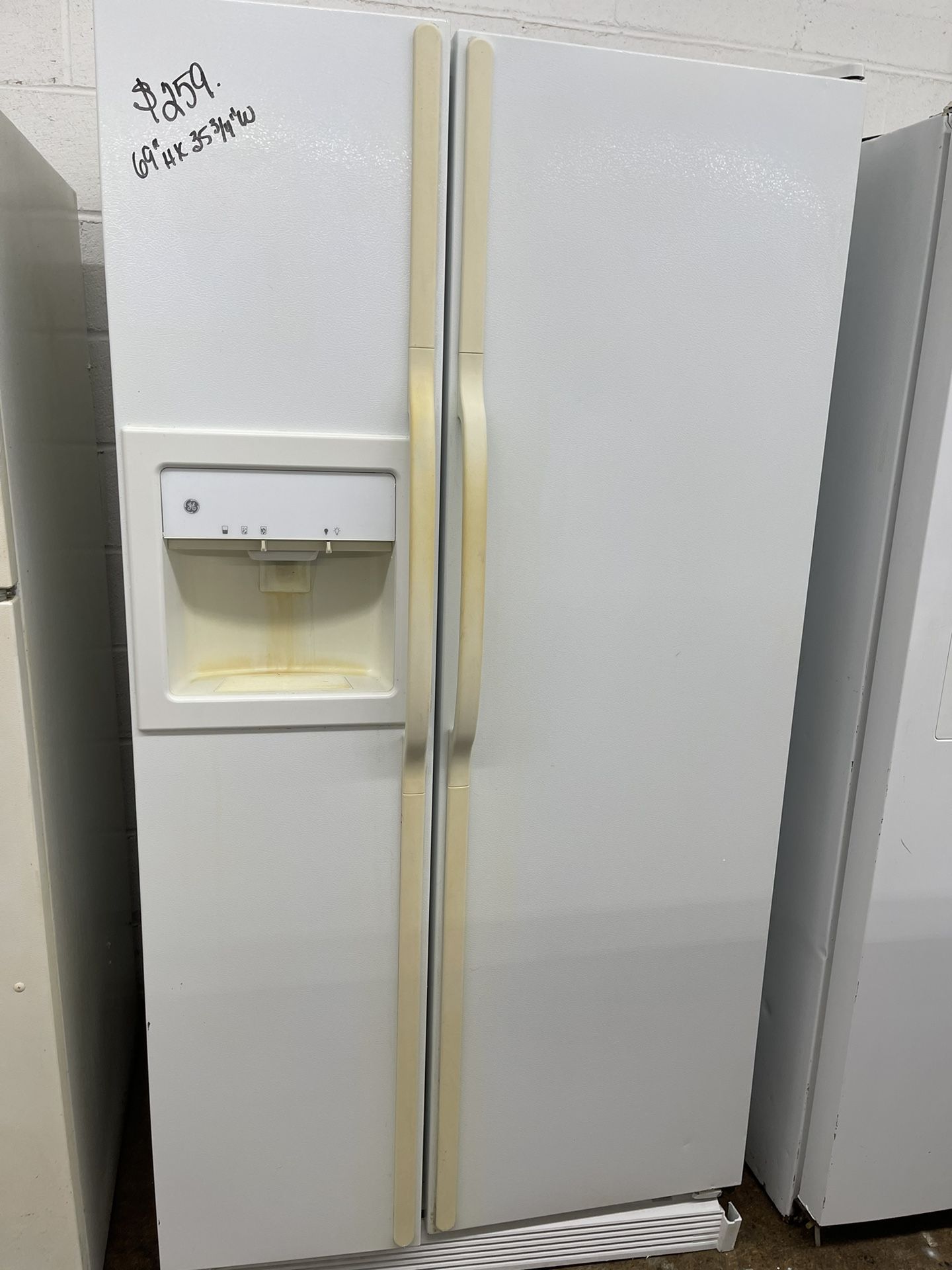 GE Big 69” H x 36” W Side by Side Refrigerator! 30-Day Warranty! We Can Deliver!