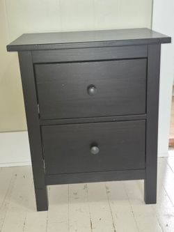Black 2-drawer Wood Nightstand