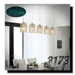 foucasal Brushed Nickel Pendant Lights 5-Light Chandelier Hanging Linear