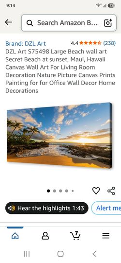 DZL Art Large Beach Sunset Canvas Wall Art