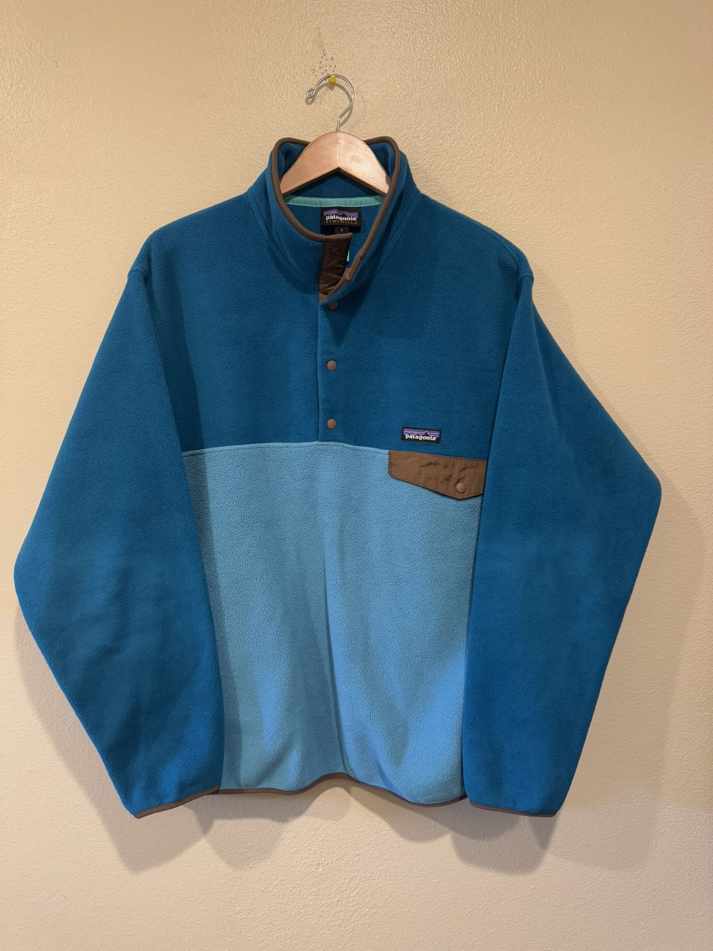 Patagonia Synchilla Snap-T Fleece Sweatshirt Jacket Blue Mens L Large