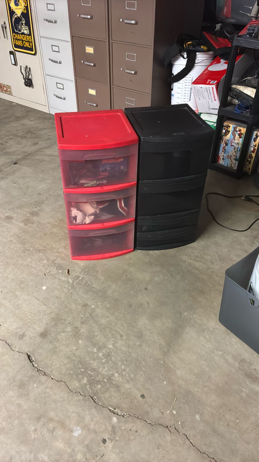 Red Sterilite 3 Plastic Drawer 