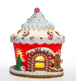 Christmas Cupcake Gingerbread House Light-Up Decoration