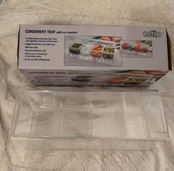 Large Clear Condiment Server Organizer on Ice with Containers and Lid