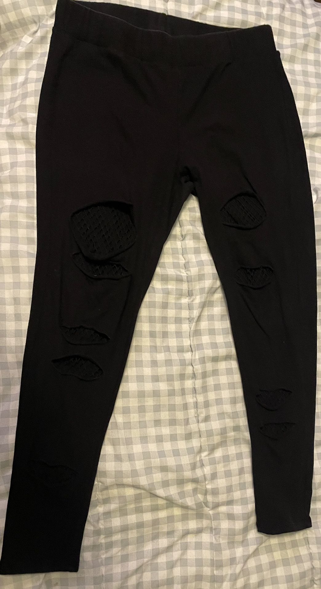 Torrid Split Legging Womens Xl Black Fishnet Full Length Signature Waist