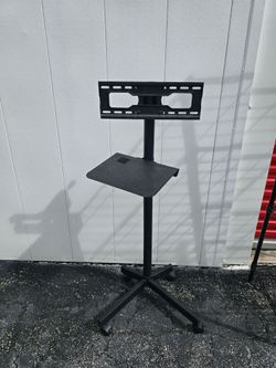 Rolling TV Stand Cart with Shelf – Mobile Flat Screen TV Mount
