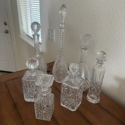 7 Piece set Royal Cut Crystal Decanters