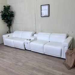 Fast Delivery Available — Suhur 6-Piece Top Grain Italian Leather Power Reclining Sectional
