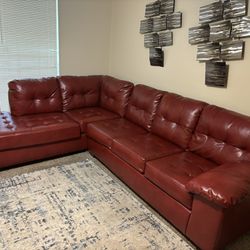 XL Burgundy Leather Sectional 