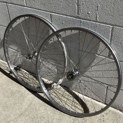 Vintage Araya, 26x1.75, Suzue Hubs, Polished Alloy, Spin Straight, ACS Chrome Freewheel, Stainless Spokes, Klunker, BMX, Cruiser, Located In LaHabra 