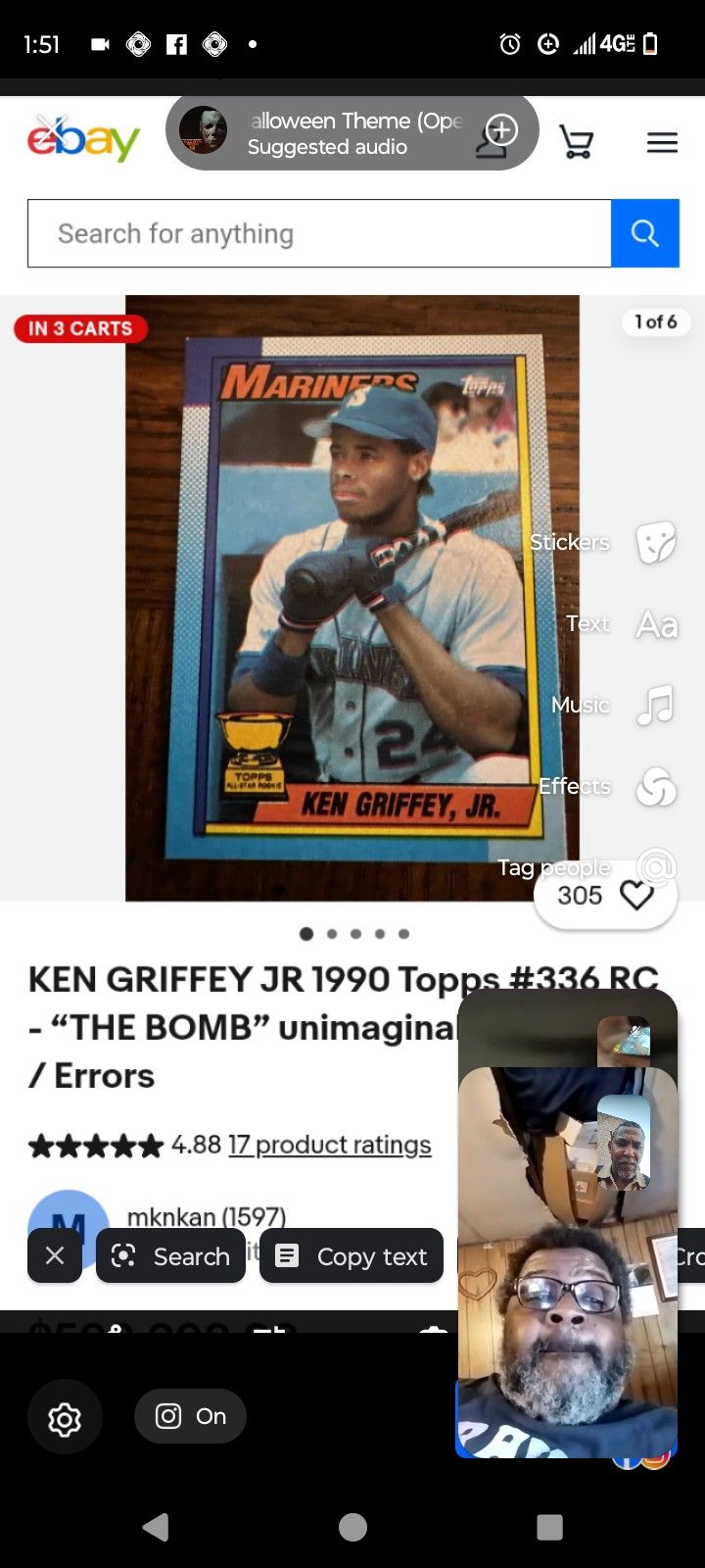 Ken Griffey Jr Baseball Card Mint Condition